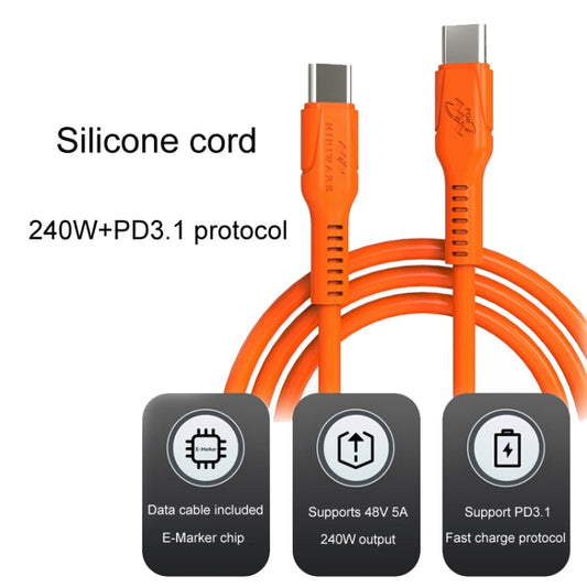 MINIWARE 240W Type-C Anti-Scald Silicone Data Cable Soldering Iron Fast Charging Power Cord, Length: 1m(Orange Red) - Others by MINIWARE | Online Shopping UK | buy2fix