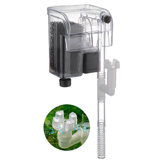 Wall Mounted Silent Fish Tank Filter Waterfall Aquarium Filtration Clean Oxygenator Pump, Style: With Degreasing Film(US Plug)
