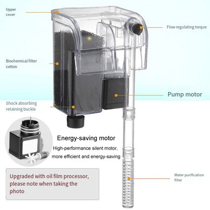 Wall Mounted Silent Fish Tank Filter Waterfall Aquarium Filtration Clean Oxygenator Pump, Style: Without Degreasing Film(US Plug) - Air Pumps by buy2fix | Online Shopping UK | buy2fix