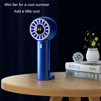 USB Charging Digital Display Handheld Turbo Fan Portable Foldable Buckle Small Fan(Blue) by buy2fix