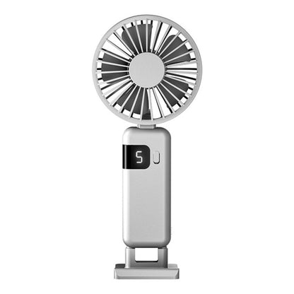 Portable Digital Display Hanging Neck Mute Small Fan USB Charging Handheld Foldable Fan(White) by buy2fix