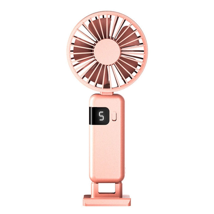 Portable Digital Display Hanging Neck Mute Small Fan USB Charging Handheld Foldable Fan(Pink) by buy2fix