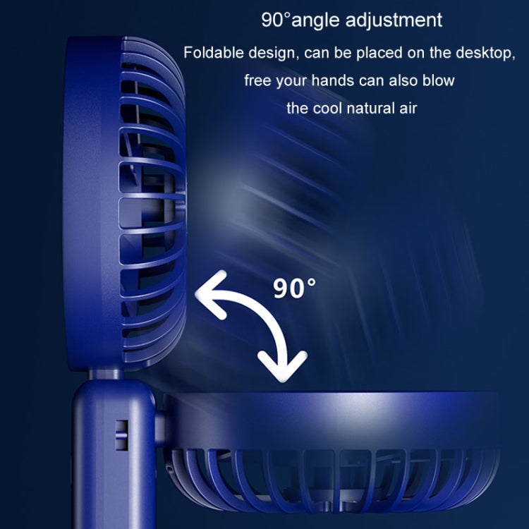 Portable Digital Display Hanging Neck Mute Small Fan USB Charging Handheld Foldable Fan(Blue) by buy2fix