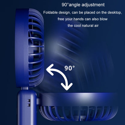 Portable Digital Display Hanging Neck Mute Small Fan USB Charging Handheld Foldable Fan(Blue) by buy2fix
