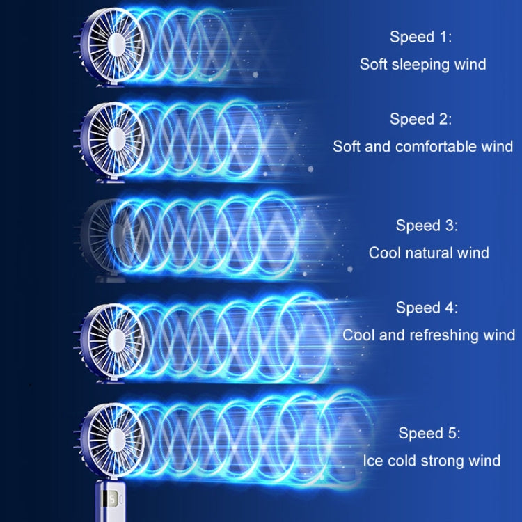 Portable Digital Display Hanging Neck Mute Small Fan USB Charging Handheld Foldable Fan(White) by buy2fix