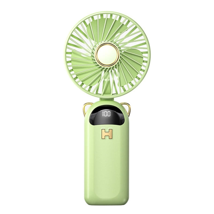 Foldable Digital Display USB Charging Fan Handheld Mute Hanging Neck Outdoor Small Fan(Green) by buy2fix
