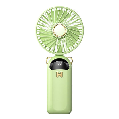 Foldable Digital Display USB Charging Fan Handheld Mute Hanging Neck Outdoor Small Fan(Green) by buy2fix