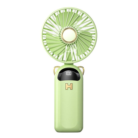 Foldable Digital Display USB Charging Fan Handheld Mute Hanging Neck Outdoor Small Fan(Green) by buy2fix