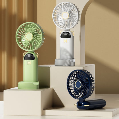 Foldable Digital Display USB Charging Fan Handheld Mute Hanging Neck Outdoor Small Fan(Green) by buy2fix