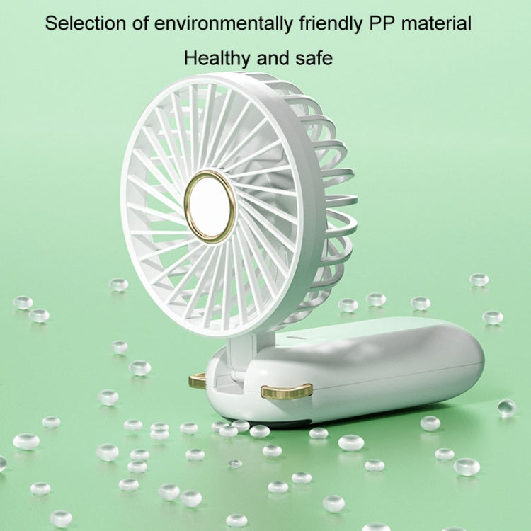 Foldable Digital Display USB Charging Fan Handheld Mute Hanging Neck Outdoor Small Fan(Green) by buy2fix