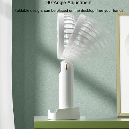 Foldable Digital Display USB Charging Fan Handheld Mute Hanging Neck Outdoor Small Fan(Green) by buy2fix
