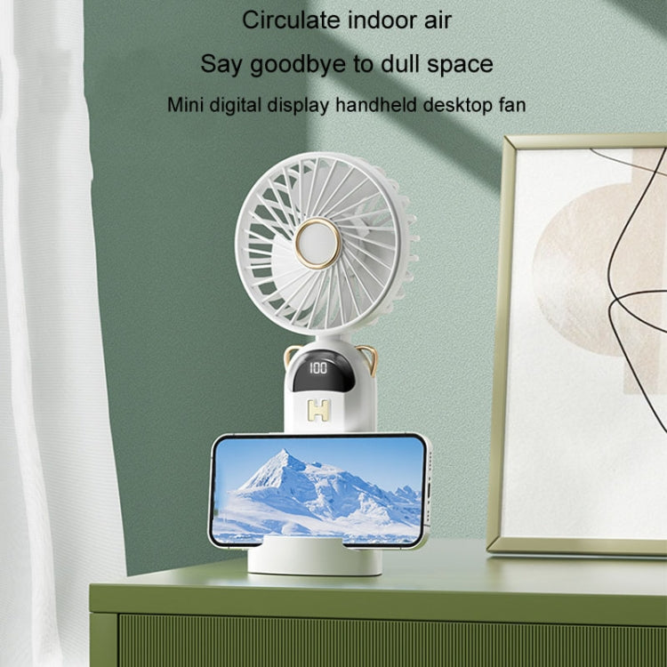 Foldable Digital Display USB Charging Fan Handheld Mute Hanging Neck Outdoor Small Fan(Green) by buy2fix