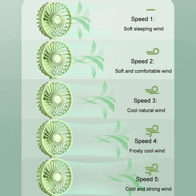 Foldable Digital Display USB Charging Fan Handheld Mute Hanging Neck Outdoor Small Fan(Green) by buy2fix