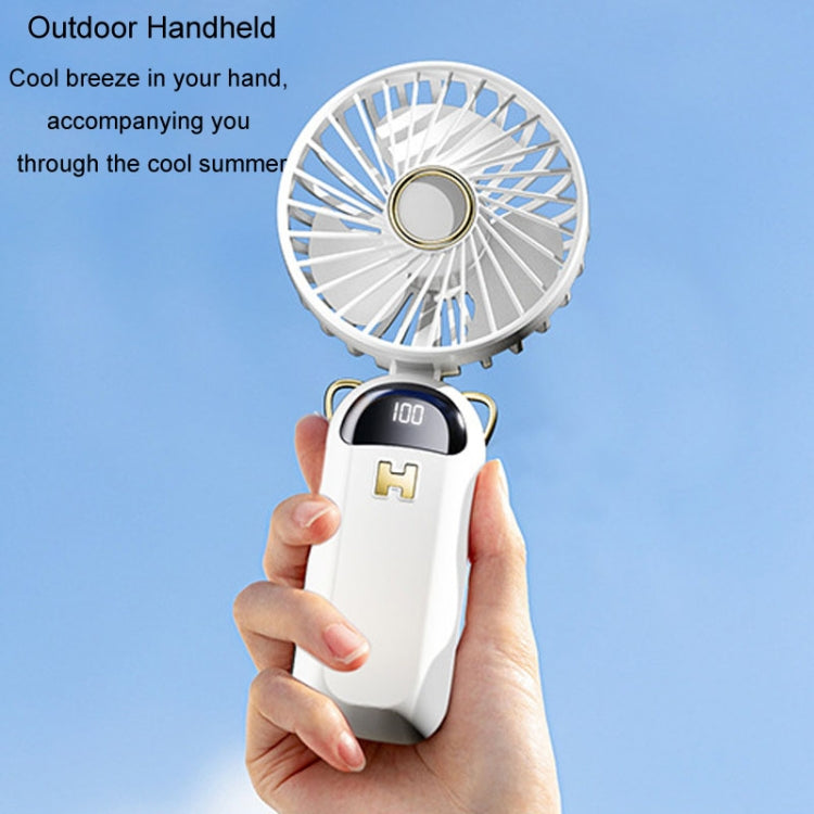 Foldable Digital Display USB Charging Fan Handheld Mute Hanging Neck Outdoor Small Fan(Blue) by buy2fix