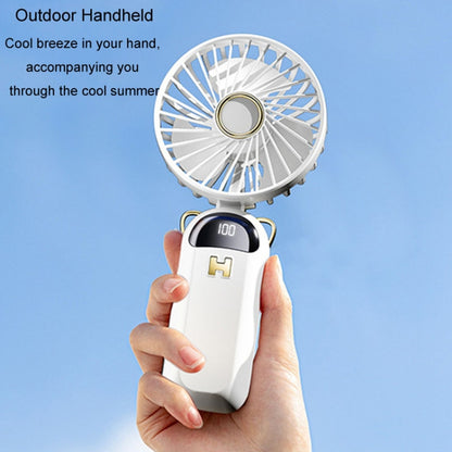 Foldable Digital Display USB Charging Fan Handheld Mute Hanging Neck Outdoor Small Fan(Blue) by buy2fix