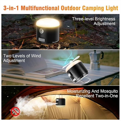 Outdoor Camping Tent Hanging Ambient Light Magnetic Spray Humidification Fan(White) by buy2fix