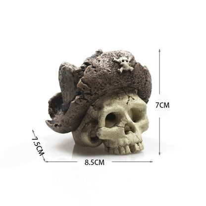 Fish Tank Aquarium Decoration Spider Lizard Snake Python Skull Breeding House Hiding Ornament(Pirate Skull) - Reptile Supplies by buy2fix | Online Shopping UK | buy2fix