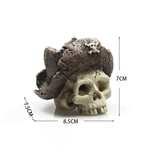 Fish Tank Aquarium Decoration Spider Lizard Snake Python Skull Breeding House Hiding Ornament(Pirate Skull) - Reptile Supplies by buy2fix | Online Shopping UK | buy2fix