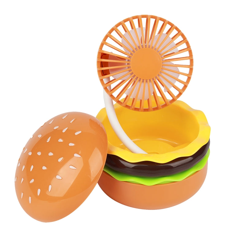 Hamburger Shaped Mini Desktop Fan with Cosmetic Mirror(Yellow) by buy2fix