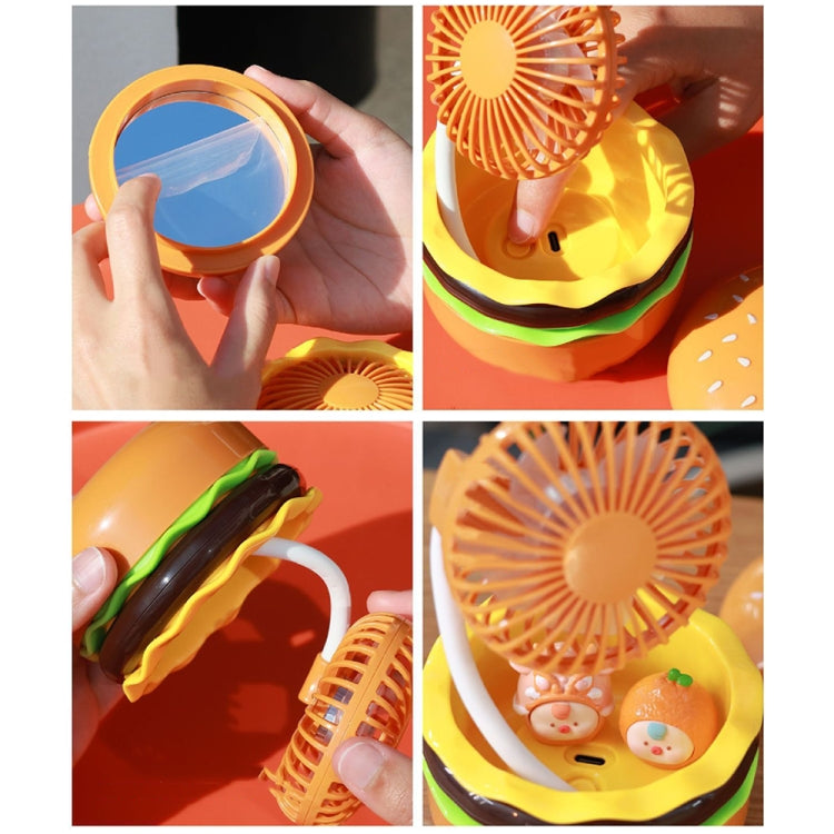 Hamburger Shaped Mini Desktop Fan with Cosmetic Mirror(Pink) by buy2fix