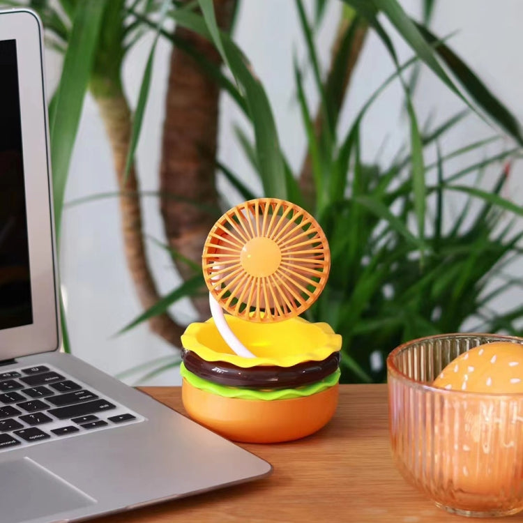 Hamburger Shaped Mini Desktop Fan with Cosmetic Mirror(Pink) by buy2fix