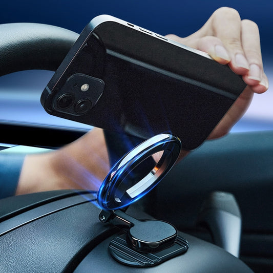 D21 Magnetic Folding Car Phone Holder Rotatable Steering Wheel Stick-On Navigation Stand by buy2fix