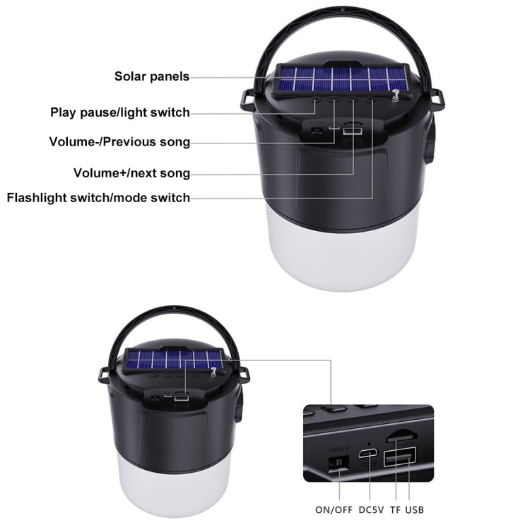 DV-V12 Outdoor Solar Camping Light FM Card Bluetooth Speaker(Blue) by buy2fix