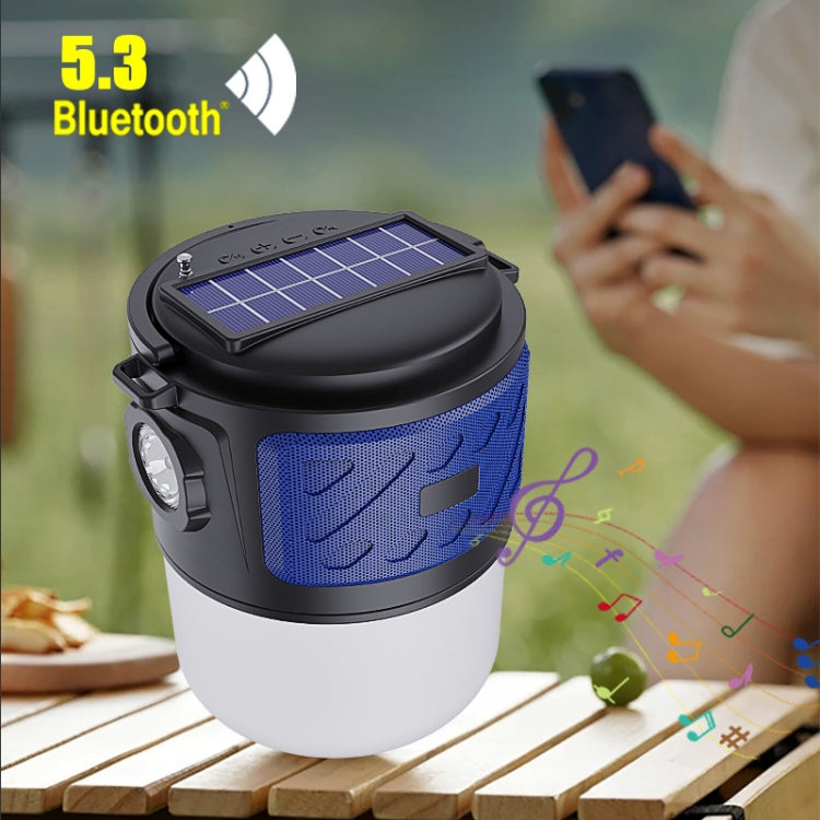 DV-V12 Outdoor Solar Camping Light FM Card Bluetooth Speaker(Blue) by buy2fix