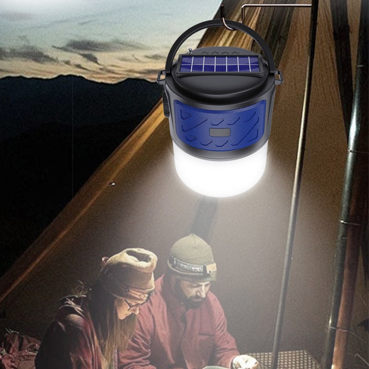 DV-V12 Outdoor Solar Camping Light FM Card Bluetooth Speaker(Blue) by buy2fix