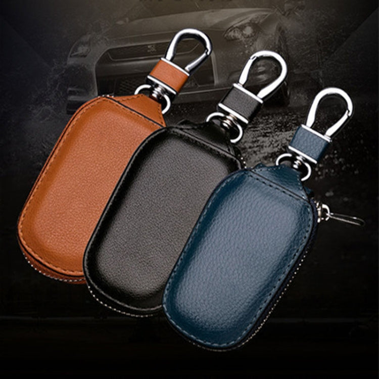 Leather Men Multifunctional Car Key Bag Large Capacity Universal Waist Hanging Key Storage Bag(Black) by buy2fix