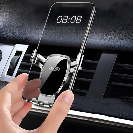 FAIK Car Cell Phone Holder Air Vent Triangle Gravity Sensor Car Phone Bracket, Color: Silve Mirror Model - Universal Car Holders by FAIK | Online Shopping UK | buy2fix