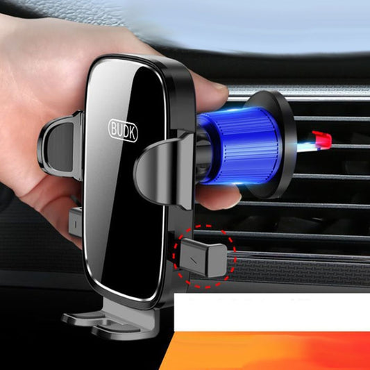 BUDK Anti-shake Car Phone Bracket Car Navigation Air Vent Fixed Gravity Support Stand(Black) - Universal Car Holders by BUDK | Online Shopping UK | buy2fix