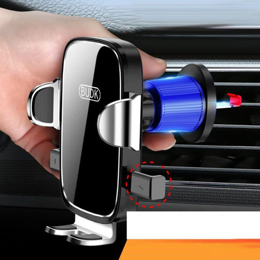 BUDK Anti-shake Car Phone Bracket Car Navigation Air Vent Fixed Gravity Support Stand(Silver) - Universal Car Holders by BUDK | Online Shopping UK | buy2fix