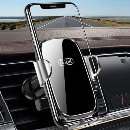 BUDK Anti-shake Car Phone Bracket Car Navigation Air Vent Fixed Gravity Support Stand(Black) - Universal Car Holders by BUDK | Online Shopping UK | buy2fix