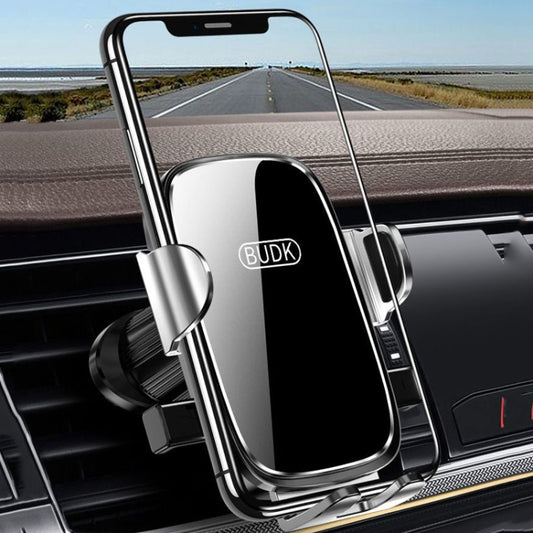 BUDK Anti-shake Car Phone Bracket Car Navigation Air Vent Fixed Gravity Support Stand(Black) - Universal Car Holders by BUDK | Online Shopping UK | buy2fix