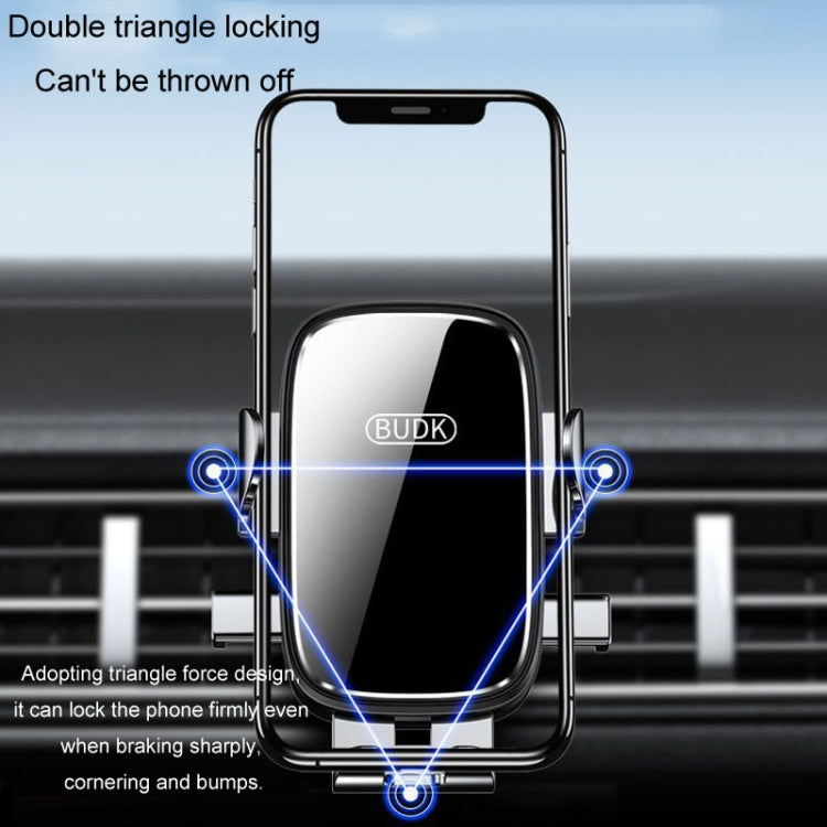 BUDK Anti-shake Car Phone Bracket Car Navigation Air Vent Fixed Gravity Support Stand(Black) - Universal Car Holders by BUDK | Online Shopping UK | buy2fix