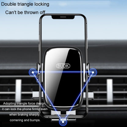 BUDK Anti-shake Car Phone Bracket Car Navigation Air Vent Fixed Gravity Support Stand(Black) - Universal Car Holders by BUDK | Online Shopping UK | buy2fix