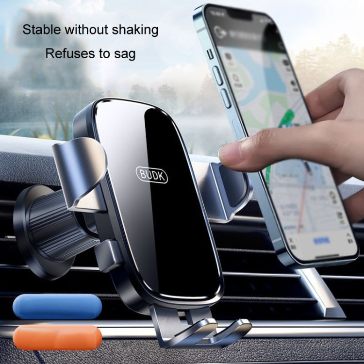 BUDK Anti-shake Car Phone Bracket Car Navigation Air Vent Fixed Gravity Support Stand(Silver) - Universal Car Holders by BUDK | Online Shopping UK | buy2fix