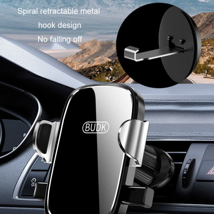 BUDK Anti-shake Car Phone Bracket Car Navigation Air Vent Fixed Gravity Support Stand(Black) - Universal Car Holders by BUDK | Online Shopping UK | buy2fix