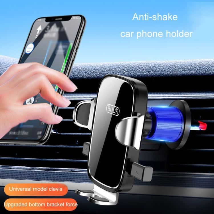 BUDK Anti-shake Car Phone Bracket Car Navigation Air Vent Fixed Gravity Support Stand(Black) - Universal Car Holders by BUDK | Online Shopping UK | buy2fix