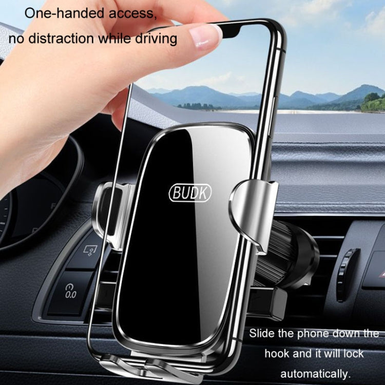 BUDK Anti-shake Car Phone Bracket Car Navigation Air Vent Fixed Gravity Support Stand(Black) - Universal Car Holders by BUDK | Online Shopping UK | buy2fix