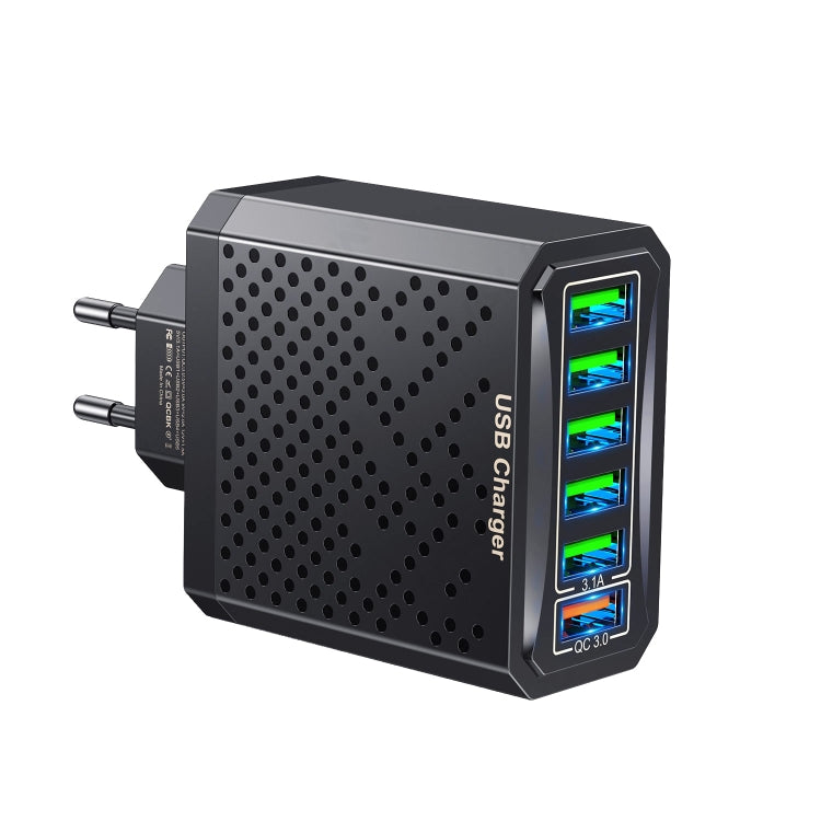 6-Ports Multifunctional Quick Charging USB Travel Charger Power Adapter, Model: Black EU Plug by buy2fix