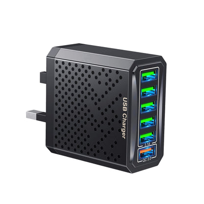 6-Ports Multifunctional Quick Charging USB Travel Charger Power Adapter, Model: Black UK Plug by buy2fix