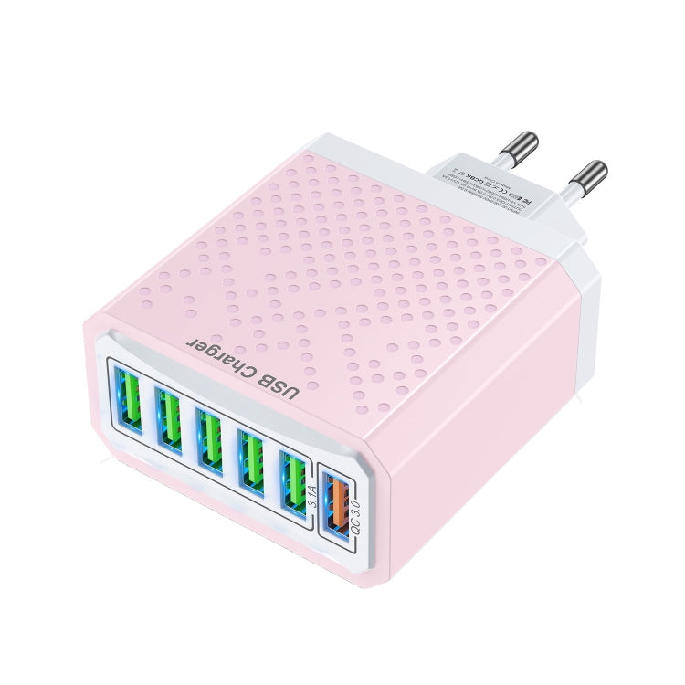 6-Ports Multifunctional Quick Charging USB Travel Charger Power Adapter, Model: Pink EU Plug by buy2fix
