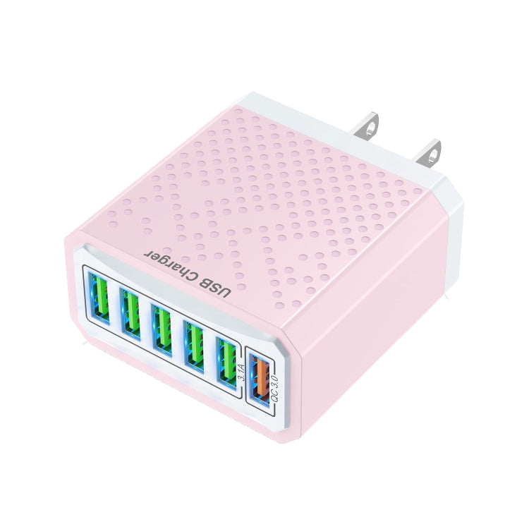 6-Ports Multifunctional Quick Charging USB Travel Charger Power Adapter, Model: Pink US Plug by buy2fix