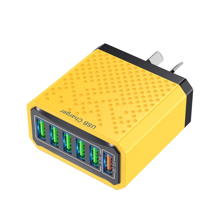 6-Ports Multifunctional Quick Charging USB Travel Charger Power Adapter, Model: Yellow AU Plug by buy2fix