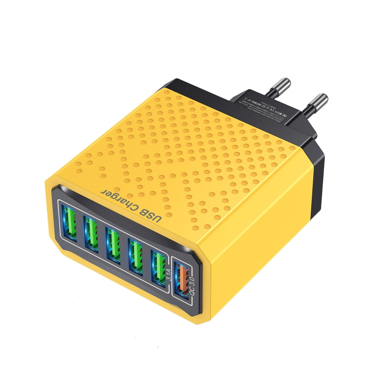 6-Ports Multifunctional Quick Charging USB Travel Charger Power Adapter, Model: Yellow EU Plug by buy2fix
