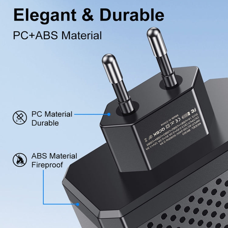 6-Ports Multifunctional Quick Charging USB Travel Charger Power Adapter, Model: Black EU Plug by buy2fix