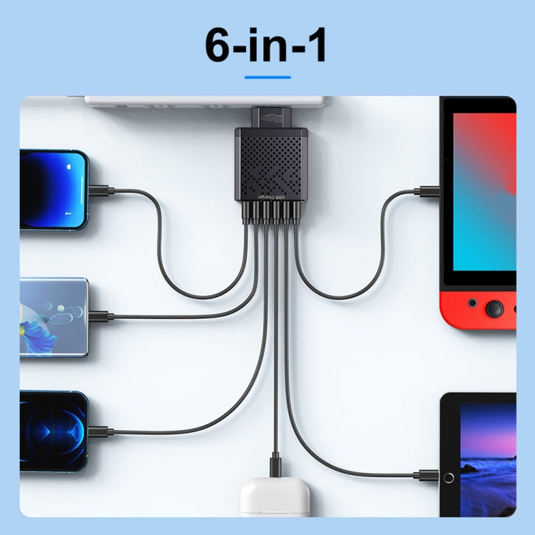 6-Ports Multifunctional Quick Charging USB Travel Charger Power Adapter, Model: Black US Plug by buy2fix