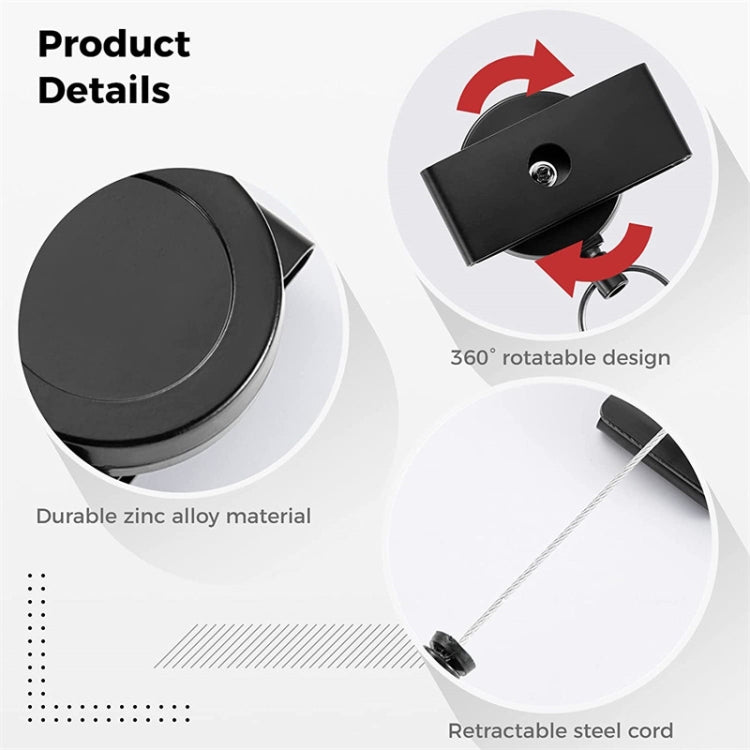 ABS Material 360 Degree Rotatable Heavy Duty Retractable Keychain with Belt Clip by buy2fix